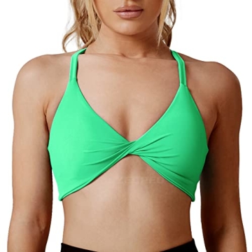 YEOREO Criss Cross Back Sports Bra for Women - Light Green