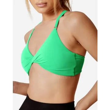 YEOREO Criss Cross Back Sports Bra for Women - Light Green
