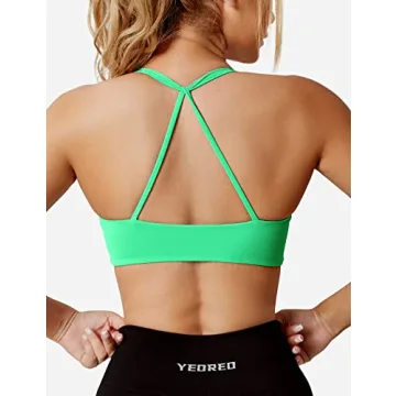 YEOREO Criss Cross Back Sports Bra for Women - Light Green