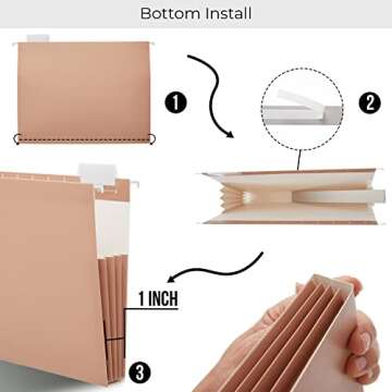 Y YOMA 6 Pack Extra Capacity Hanging File Folders Letter Size Accordion Decorative File Folder Cute ...