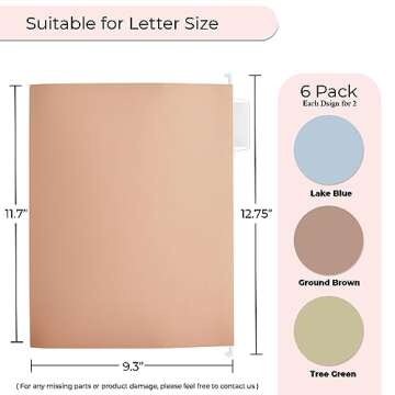 Y YOMA 6 Pack Extra Capacity Hanging File Folders Letter Size Accordion Decorative File Folder Cute Colored Hanging Folder Organizer for Office Home with 1/5-Cut Adjustable Tabs, Natural Color