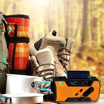 Service Survival Battery Powered Radio - 2000mAh Shortwave Radio - NOAA Weather Radio - Radios Portable AM FM - Wind Radio Emergency with USB Phone Charger - Camping Gear - Hand Crank Radio