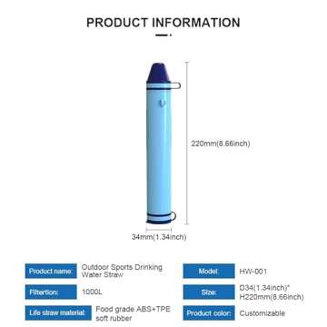 Personal Water Purifier Survival Straw,Portable Filtration Emergency Survival Gear,Supply for Camping and Hiking Water Filter - Filters 99.999% of Dirty Goods(1)