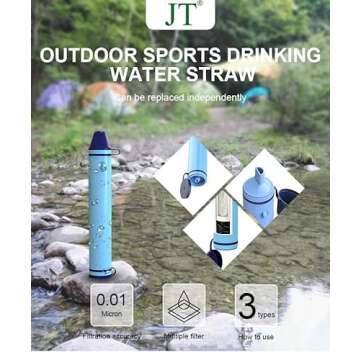 Personal Water Purifier Survival Straw,Portable Filtration Emergency Survival Gear,Supply for Camping and Hiking Water Filter - Filters 99.999% of Dirty Goods(1)