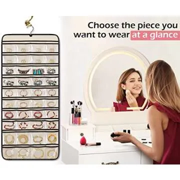 MISSLO Dual-Sided Jewelry Organizer with 40 Pockets