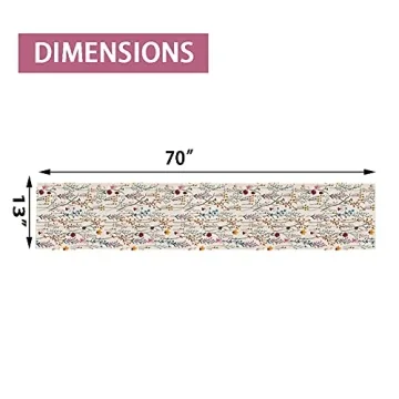 Colorful Watercolor Wildflowers Table Runner 13x70