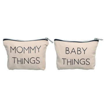 Pearhead Mommy and Baby Canvas Pouch Set - Travel Cases for Moms