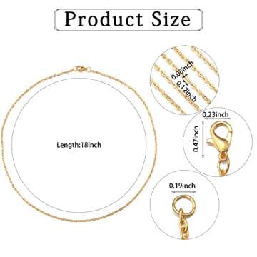 Forise 24 Pack Necklace Chains Bulk 2mm Gold and Silver Alloy Cable Links Chains for DIY Jewelry Mak...