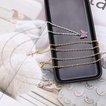 Forise 24 Pack Necklace Chains Bulk 2mm Gold and Silver Alloy Cable Links Chains for DIY Jewelry Making 18 Inches