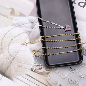 Forise 24 Pack Necklace Chains Bulk 2mm Gold and Silver Alloy Cable Links Chains for DIY Jewelry Making 18 Inches