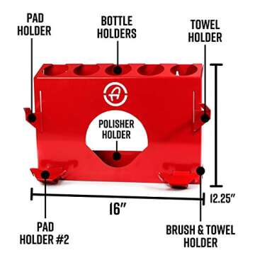 Adam's Polishes Polisher & Detailing Product Storage Station - Mounts On Any Wall for Easy, Efficient Storage - Stores Polishing Pads, Bottles of Car Polish and Compounds, Polisher, and More