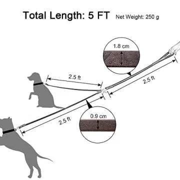 Wellbro Real Leather Double Dog Leash, No Tangle Dual Dog Leashes with Heavy Duty Shiny Coupler, 5 Feet Pet Training and Walking Leads for 2 Puppies, Small and Medium Dogs, Brown