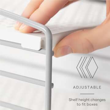 YouCopia UpSpace Cabinet Box Organizer, Adjustable Kitchen and Pantry Shelf for Plastic Wrap and Foil Storage, Large