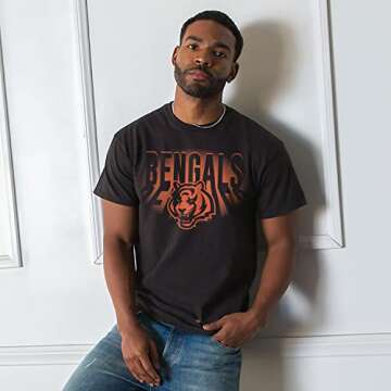 Junk Food Clothing x NFL - Cincinnati Bengals - Team Spotlight - Unisex Adult Short Sleeve Fan T-Shirt for Men and Women - Size Large