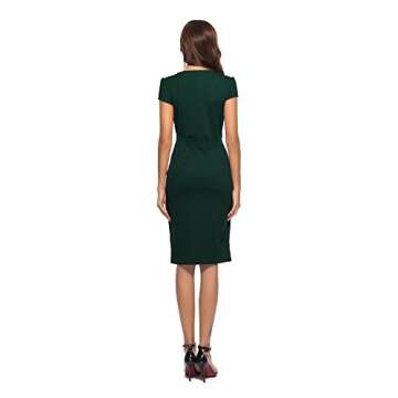 CEASIKERY Women's Business Retro Cocktail Pencil Wear to Work Office Casual Dress Green