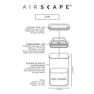 Airscape Pet Lite Plastic Dry Food Storage Canister - Patented Airtight Lid Preserves Dog and Cat Food Freshness, Clear Treat Container Paw Print (Large)