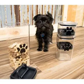 Airscape Pet Lite Plastic Dry Food Storage Canister - Patented Airtight Lid Preserves Dog and Cat Food Freshness, Clear Treat Container Paw Print (Large)