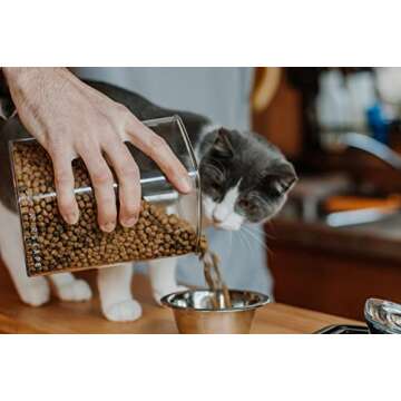 Airscape Pet Lite Plastic Dry Food Storage Canister - Patented Airtight Lid Preserves Dog and Cat Food Freshness, Clear Treat Container Paw Print (Large)