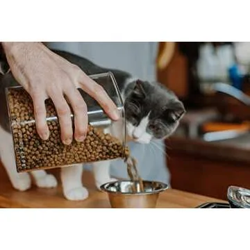 Airscape Pet Lite Plastic Dry Food Storage Canister - Patented Airtight Lid Preserves Dog and Cat Food Freshness, Clear Treat Container Paw Print (Large)