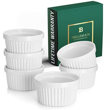 Bellemain 4 oz Ramekins Set of 6 - Perfect for Baking and Serving Dishes