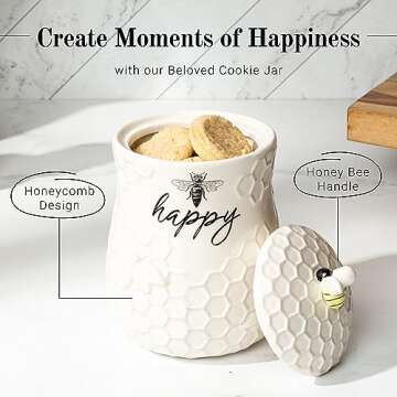 Young's Inc. Ceramic Bee Cookie Jar - 5" W x 5" D x 7" H - Cookie Jars for Kitchen Counter - Tea Canister