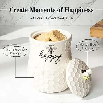 Young's Inc. Ceramic Bee Cookie Jar - 5" W x 5" D x 7" H - Cookie Jars for Kitchen Counter - Tea Canister