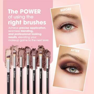 Eye Makeup Brushes Eyeshadow Brush Set - 7pcs Soft Synthetic Brush Kit - For Blending Eyeshadow, Eyeliner, Crease, Eyebrow - Long Lasting, Apply Better, Flawless Look Makeup