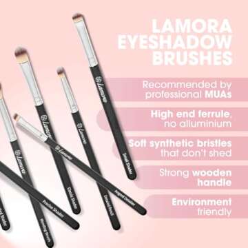 Eye Makeup Brushes Eyeshadow Brush Set - 7pcs Soft Synthetic Brush Kit - For Blending Eyeshadow, Eyeliner, Crease, Eyebrow - Long Lasting, Apply Better, Flawless Look Makeup