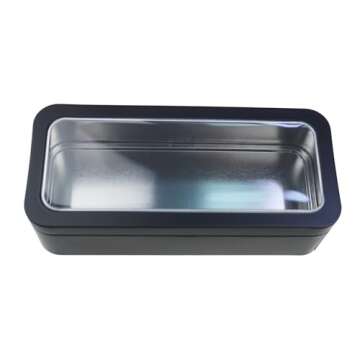 Goodma 7Pcs Rectangle Metal Tins Containers with Lids Mini Storage Canister Jars Set for Home Kitchen, Office and School Supplies, 5.9" x 2.75" x 1.57" (Black)