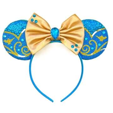 CLGIFT Jasmine Inspired Minnie Ears, Aladdin Minnie Ears, Princess Jasmine Ears, Rainbow Sparkle Mou...