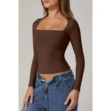 QINSEN Stylish Long Sleeve Buttery Soft Top for Women