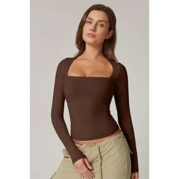 QINSEN Stylish Long Sleeve Buttery Soft Top for Women