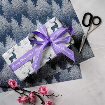 WAPLIGHAL Eco-Friendly Blue Christmas Wrapping Paper