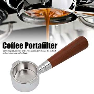 Ladieshow 51mm Coffee Bottomless Portafilter Filter Handle Replacement Accessories Fit for Delonghi Coffee Machine(51mm acerbity twig two ears)