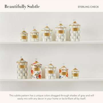 MACKENZIE-CHILDS Gray-and-White Enamel Canister Set