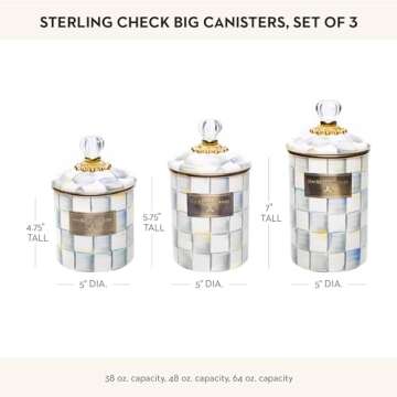 MACKENZIE-CHILDS Gray-and-White Enamel Canister Set