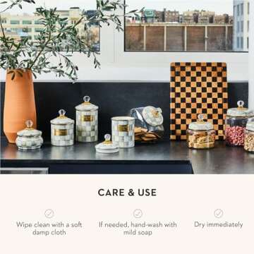 MACKENZIE-CHILDS Gray-and-White Enamel Canister Set