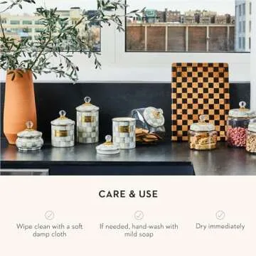 MACKENZIE-CHILDS Gray-and-White Enamel Canister Set