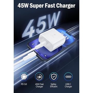 45W Super Fast Charger USB C for Samsung S25 Ultra, 6.5FT Fast Charging Cable