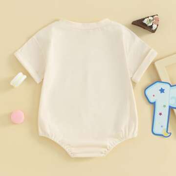 Kayotuas Baby First Birthday Outfit Boy Girl Cute Birthday Bubble Romper Colorblock Letter T Shirt Onesie Cake Smash Clothes
