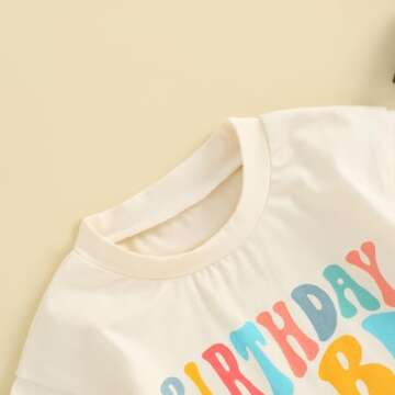 Kayotuas Baby First Birthday Outfit Boy Girl Cute Birthday Bubble Romper Colorblock Letter T Shirt Onesie Cake Smash Clothes