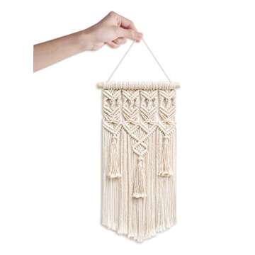 Mkono 2 Pcs Macrame Woven Wall Hanging Boho Chic Geometric Art Decor - Beautiful Bedroom Nursery Apartment Home Decoration, Gift for Girls Adults Birthday Christmas, Small Size 18" L x 9.5" W