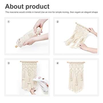 Mkono 2 Pcs Macrame Woven Wall Hanging Boho Chic Geometric Art Decor - Beautiful Bedroom Nursery Apartment Home Decoration, Gift for Girls Adults Birthday Christmas, Small Size 18" L x 9.5" W