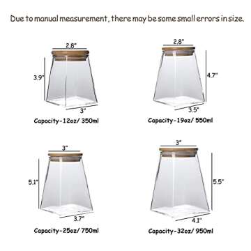 SayasNoy Airtight Glass Jars with Bamboo Lids