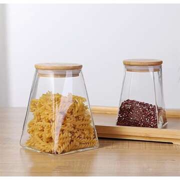 SayasNoy Airtight Glass Jars with Bamboo Lids