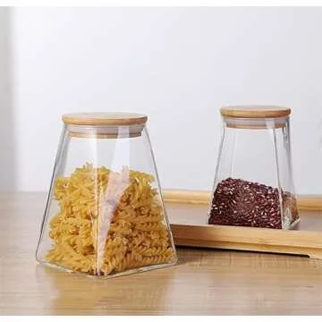 SayasNoy Airtight Glass Jars with Bamboo Lids