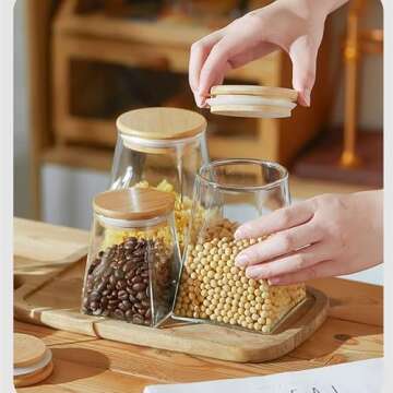 SayasNoy Airtight Glass Jars with Bamboo Lids