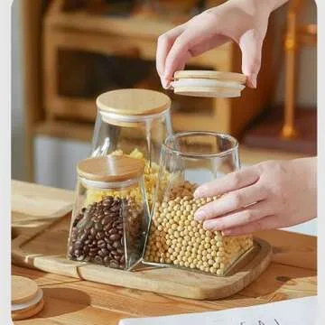SayasNoy Airtight Glass Jars with Bamboo Lids