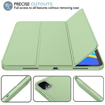 iMieet iPad Pro 12.9 Inch Case 2022/2021/2020/2018 (6th/5th/4th/3rd Gen) with Pencil Holder [Support iPad 2nd Pencil Charging],Trifold Stand Smart Case with Soft TPU Back,Auto Wake/Sleep(Matcha Green)
