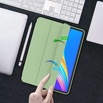 iMieet iPad Pro 12.9 Inch Case 2022/2021/2020/2018 (6th/5th/4th/3rd Gen) with Pencil Holder [Support iPad 2nd Pencil Charging],Trifold Stand Smart Case with Soft TPU Back,Auto Wake/Sleep(Matcha Green)